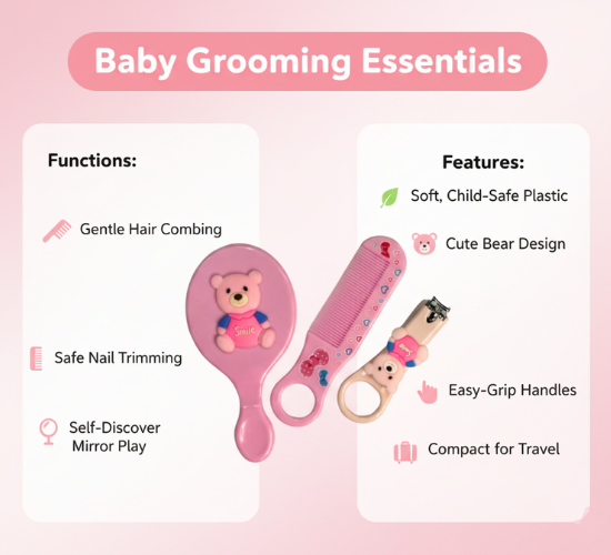 3-in-1 Cute Bear Baby Grooming Set / Travel Grooming Kit