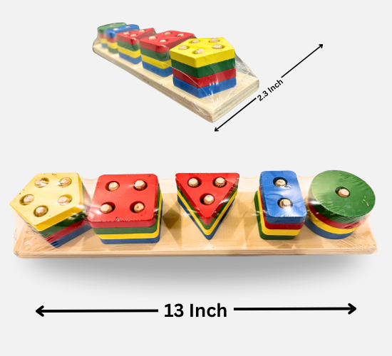 Wooden Geometric Shape Sorter | Montessori Fine Motor Skill Learning Toy