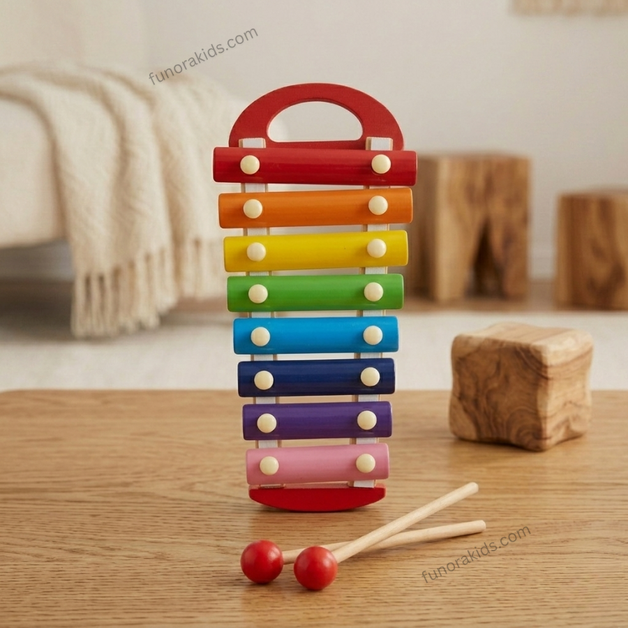 10' Inch Wooden Rainbow Xylophone Paddle (Large Size)