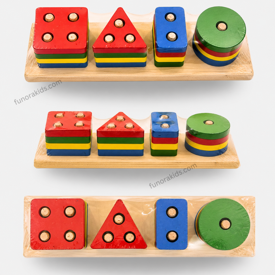 Wooden Geometric Shape Sorter | Montessori Fine Motor Skill Learning Toy