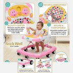 Rockwell 2-in-1 Jumbo Interactive Baby Walker First Steps Activity With Sounds, Lights, and Compact Fold