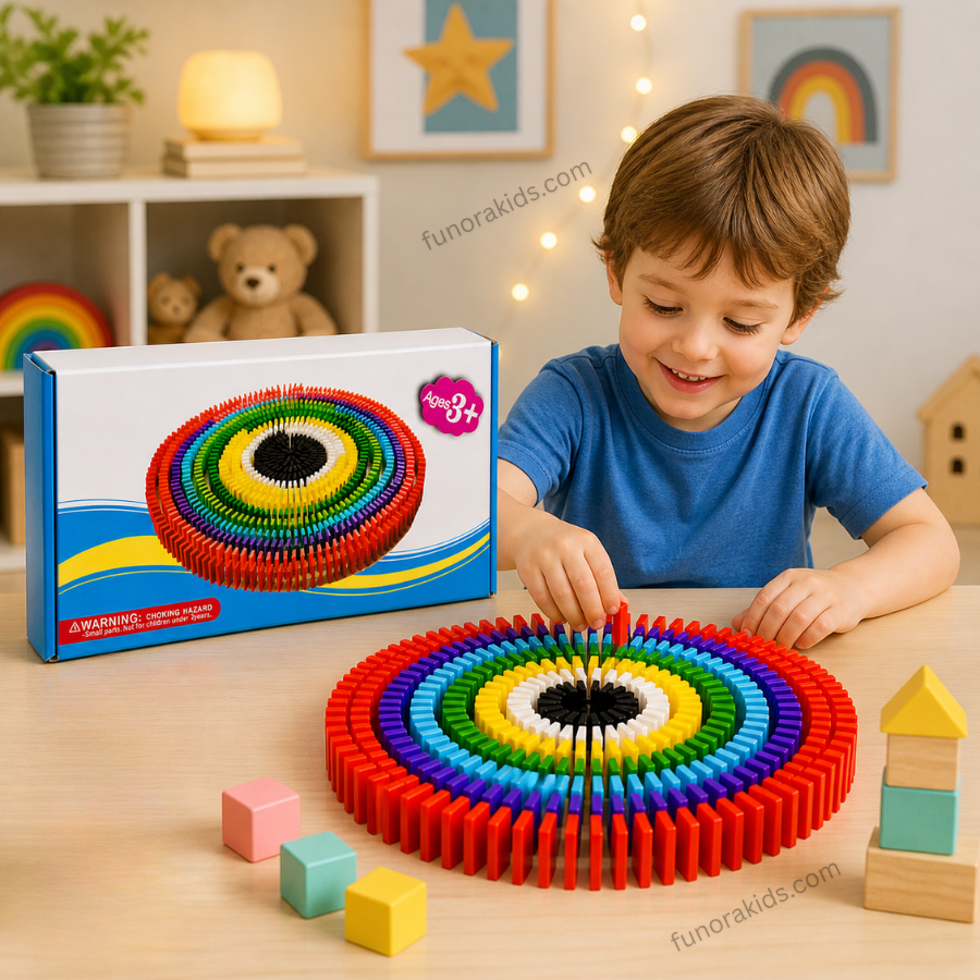 Rainbow Domino Chain Reaction Set for Kids