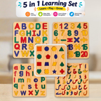 Pack of 5 Montessori Colorful Acrylic Puzzle Boards, Educational with Fun