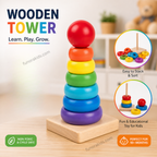 Wooden Rainbow Stacking Tower Ring Toy for Kids