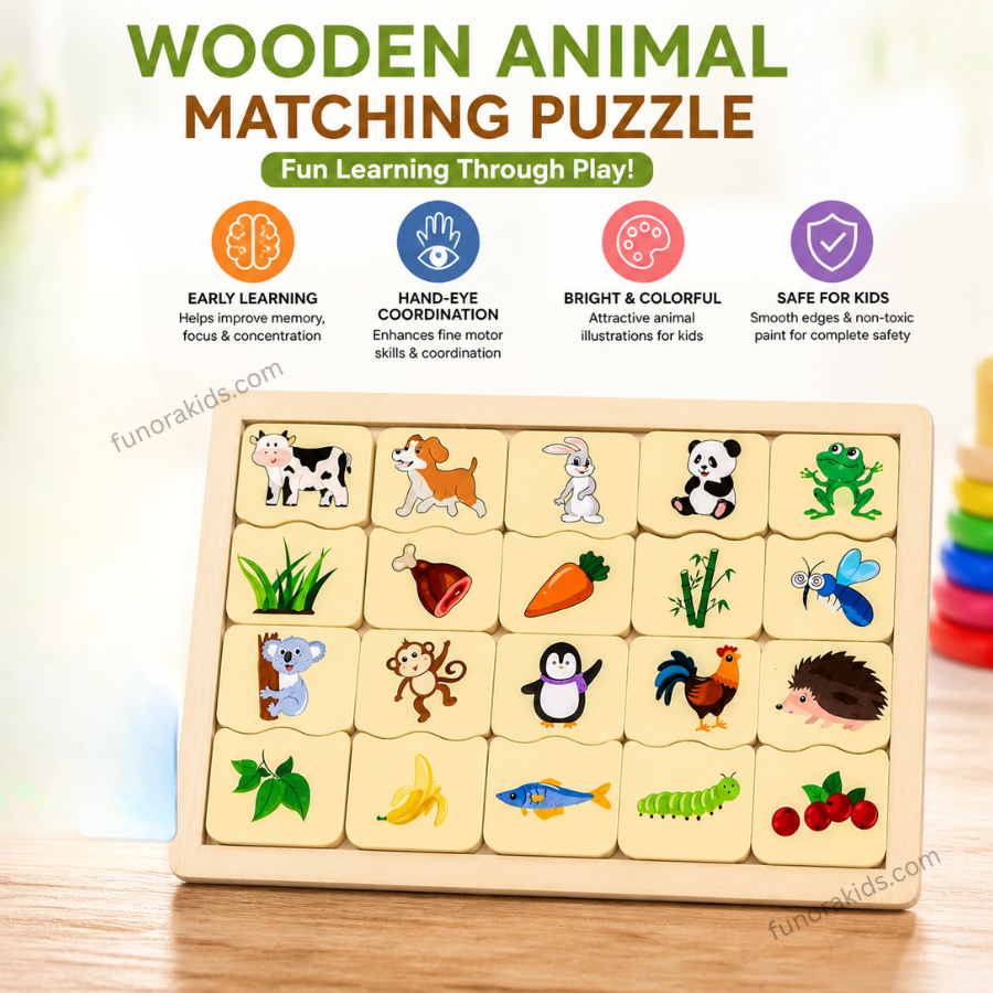 Wooden Animal Matching Puzzle for Kids – Montessori Learning Toy