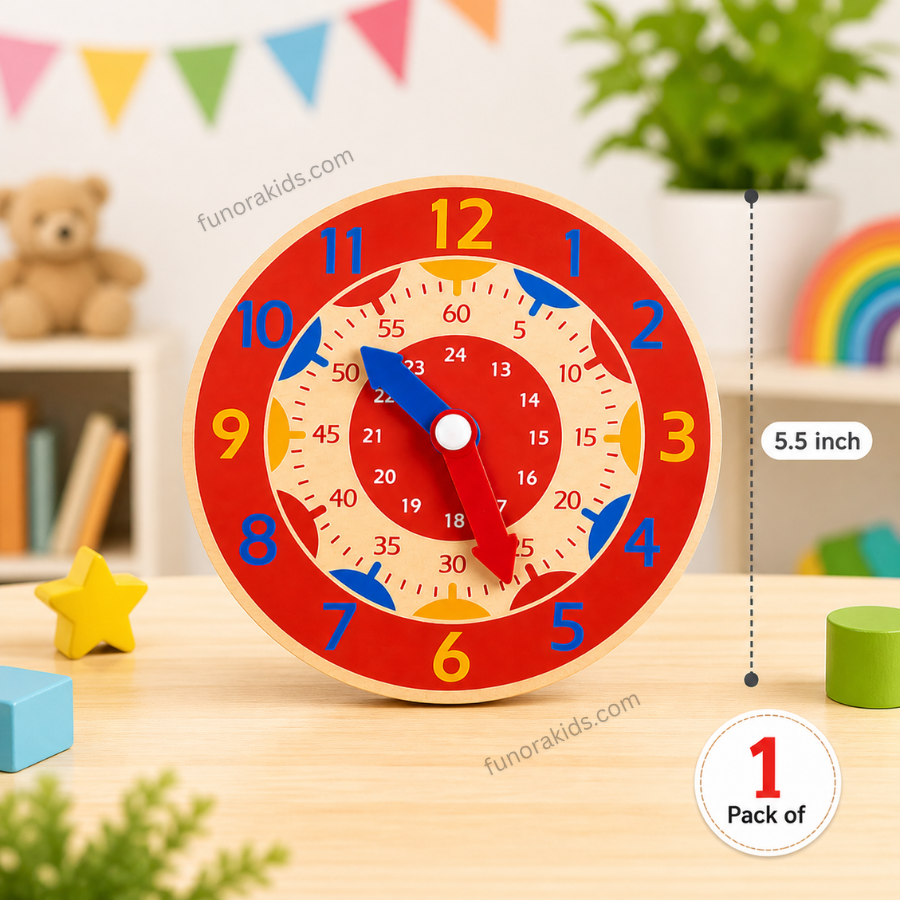 Wooden Learning Clock for Kids (5.5 Inch) | (Pack of 1)