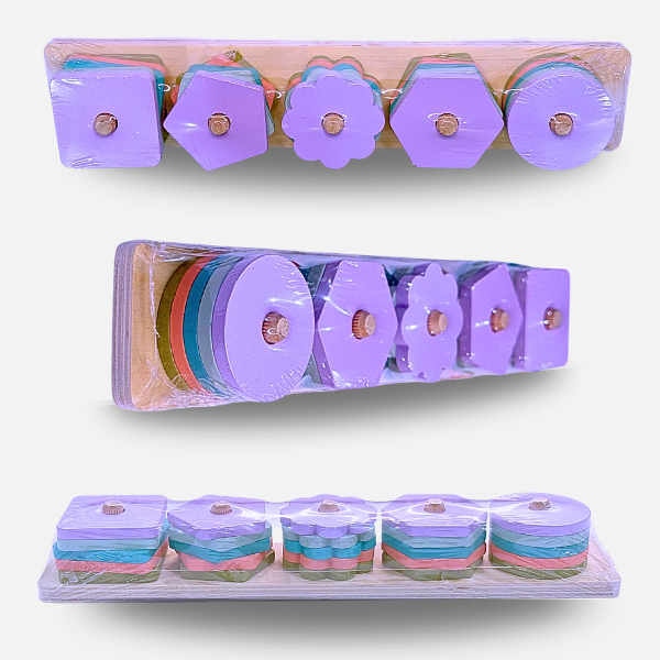 Wooden Geometric Shape Sorter - Purple