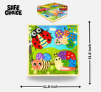 Colorful Wooden Insect Puzzle Board (Ladybug, Butterfly, Bee & Snail)