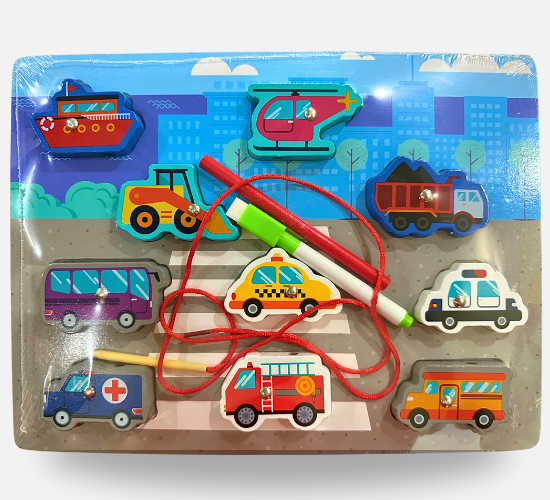 Magnetic Lacing Puzzle Board | Fine Motor Skill Toy with Vehicle & Transport Theme