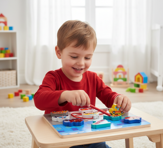 Magnetic Lacing Puzzle Board | Fine Motor Skill Toy with Vehicle & Transport Theme