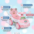Mini King Kids Interactive Pink Ride On Car Musical Toddler Push Car