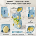 Water Bottle With Straw For Your Kids (Bus Shape) 500ml / 16oz