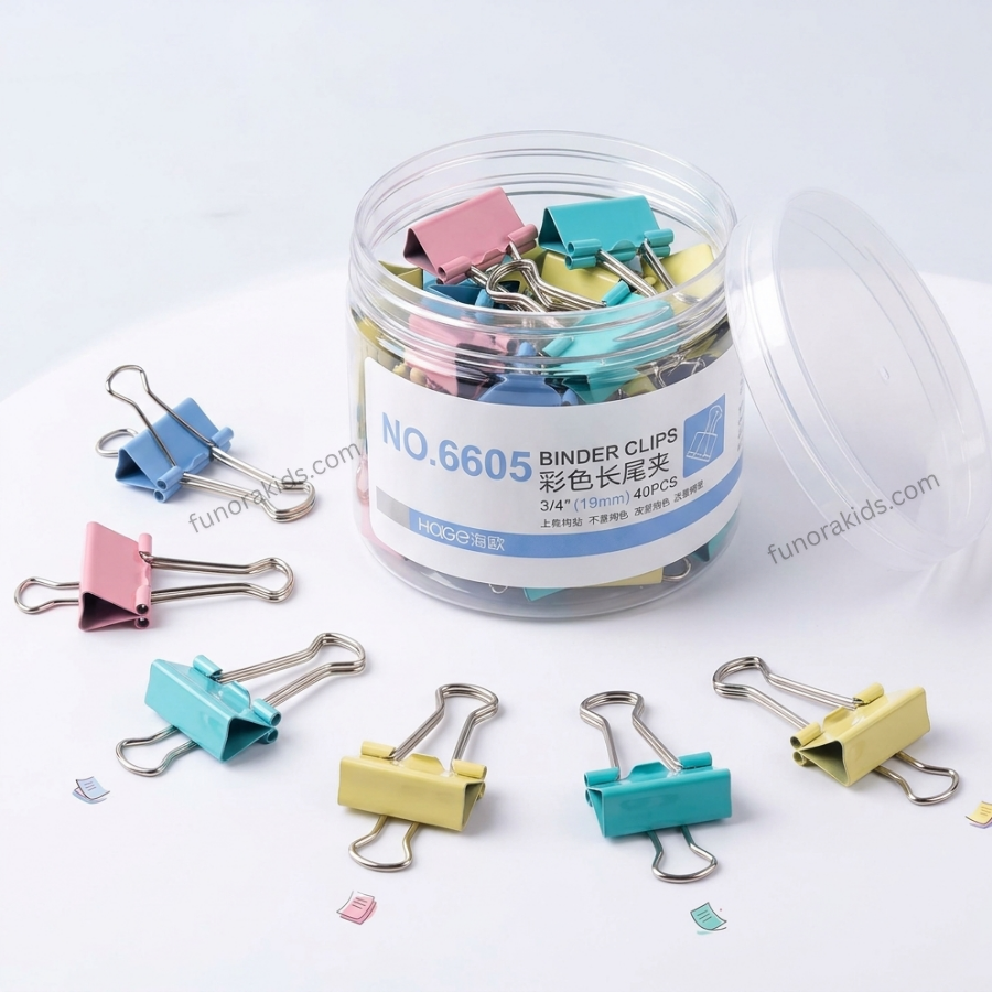 Premium Pastel Multi-Color Binder Clips – 40 Pieces of 3/4" (19mm)