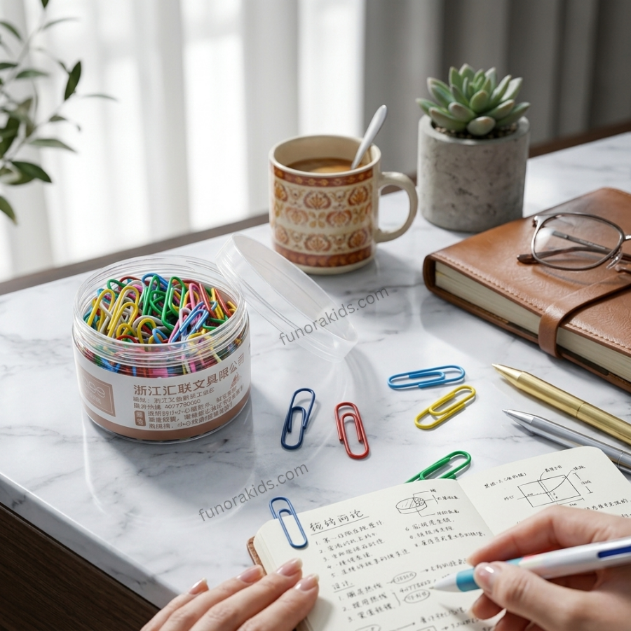 Premium Assorted Color Paper Clips Set