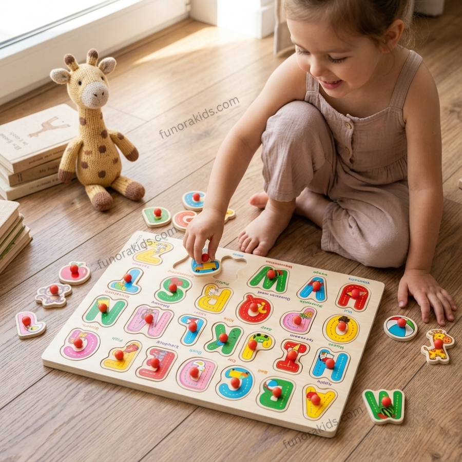 Premium Wooden Alphabet Puzzle for Toddlers Montessori Educational Letter Recognition