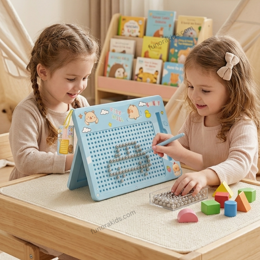 Magnetic Bead Sensory Drawing Board for Kids With Metal Balls