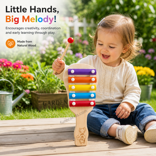 13' Inch Wooden Rainbow Xylophone Paddle (Extra Large Size)