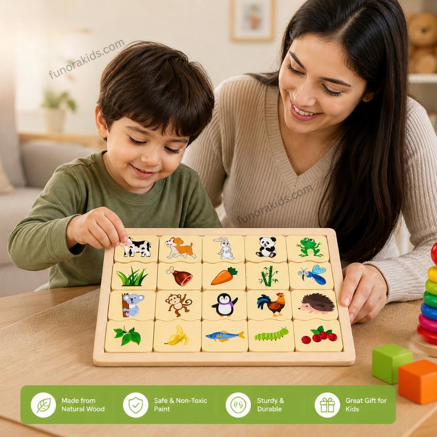 Wooden Animal Matching Puzzle for Kids – Montessori Learning Toy