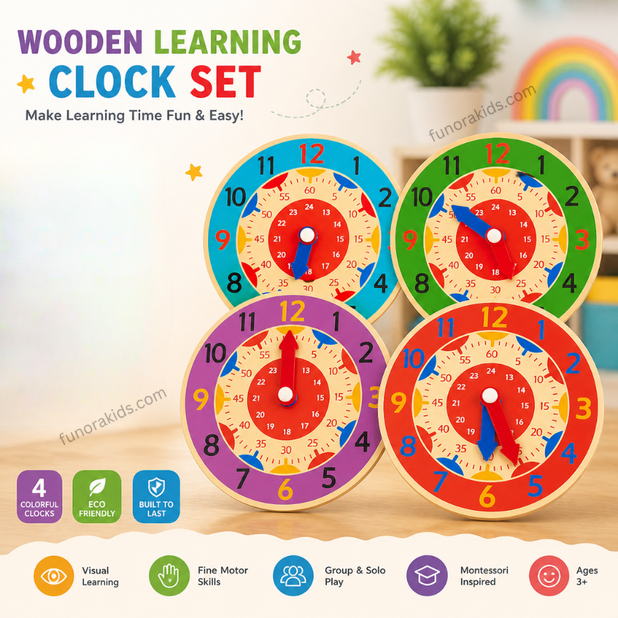 Wooden Learning Clock for Kids (5.5 Inch) | (Pack of 1)
