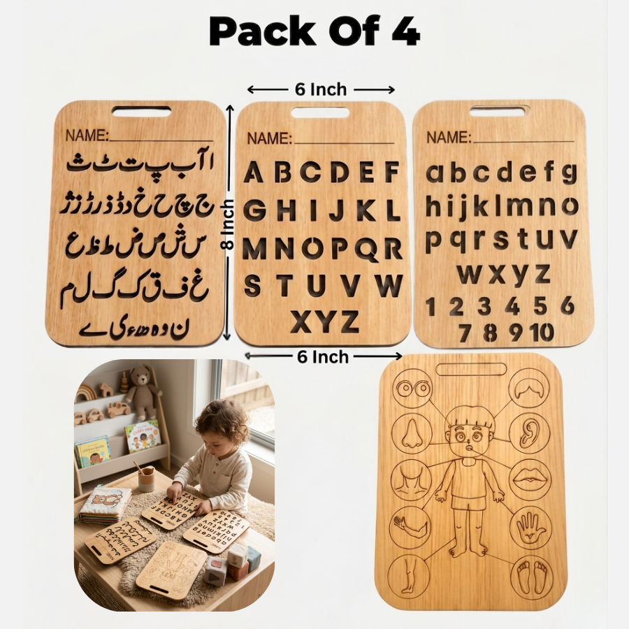 Wooden Learning Boards (Pack Of 4)