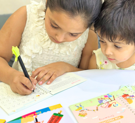 4 Sank Magic Practice Copybooks + 3 Kids Board Books Random Shapes