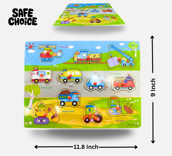 Magnetic Lacing Board & Travel Puzzle | Fine Motor Skill Toy with Vehicle Theme