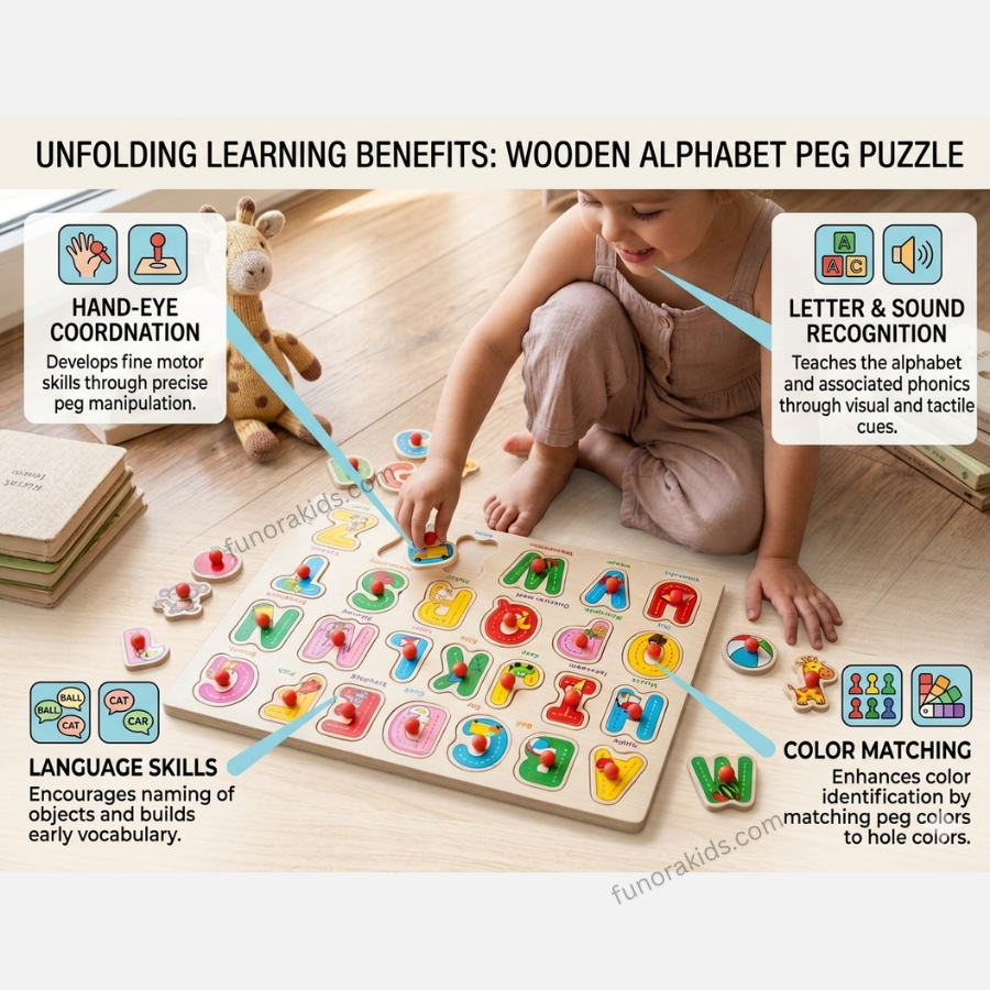Premium Wooden Alphabet Puzzle for Toddlers Montessori Educational Letter Recognition
