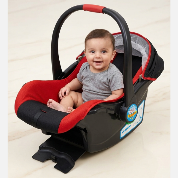 Rock Well 2-in-1 Jumbo Baby Carry Cot & Rocker Premium Portable Infant Seat with Mosquito Net With Detachable Rocking Base