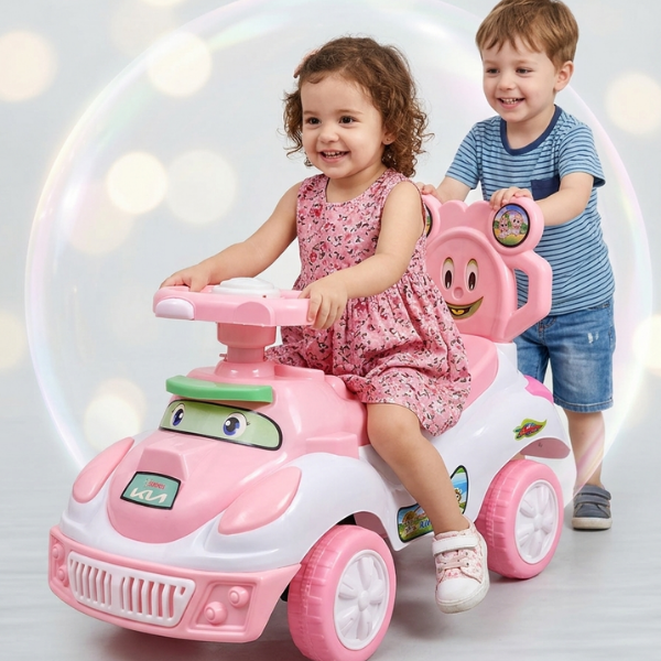 Mini King Kids Interactive Pink Ride On Car Musical Toddler Push Car