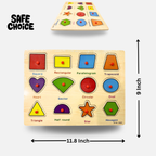 Wooden Geometric Shape Puzzle Board Educational Toy for Learning Shapes & Names