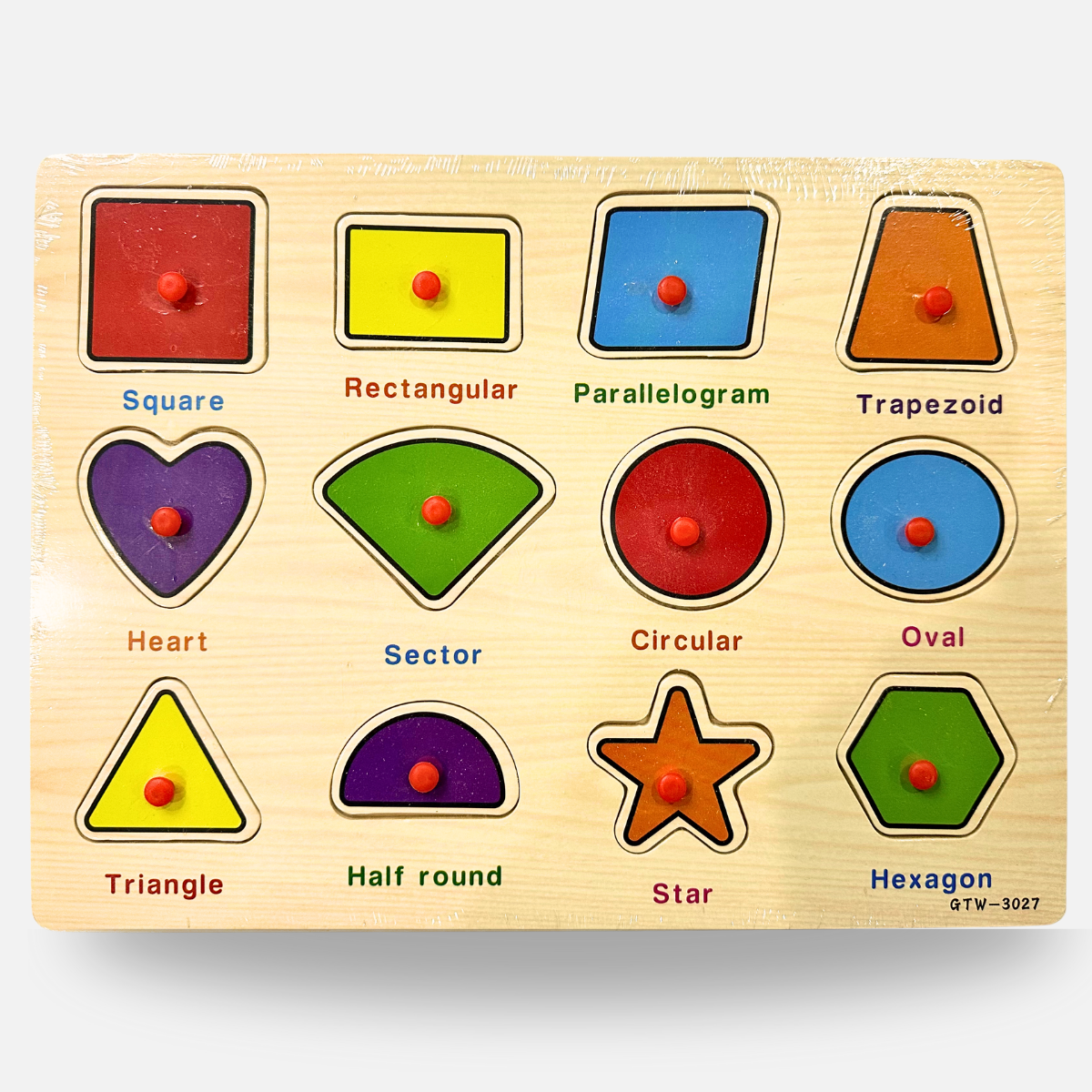 Wooden Geometric Shape Puzzle Board Educational Toy for Learning Shapes & Names