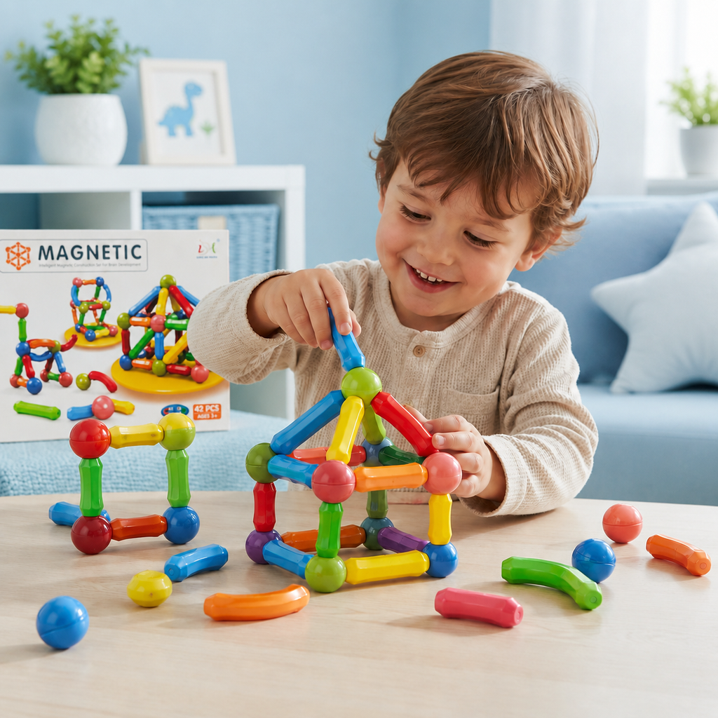 42 PCS Magnetic Building Blocks Construction Set for Kids Creativity & Problem Solving