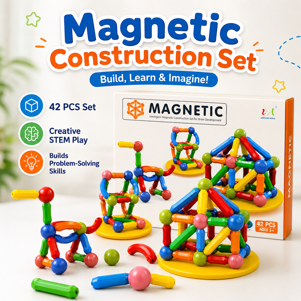 42 PCS Magnetic Building Blocks Construction Set for Kids Creativity & Problem Solving