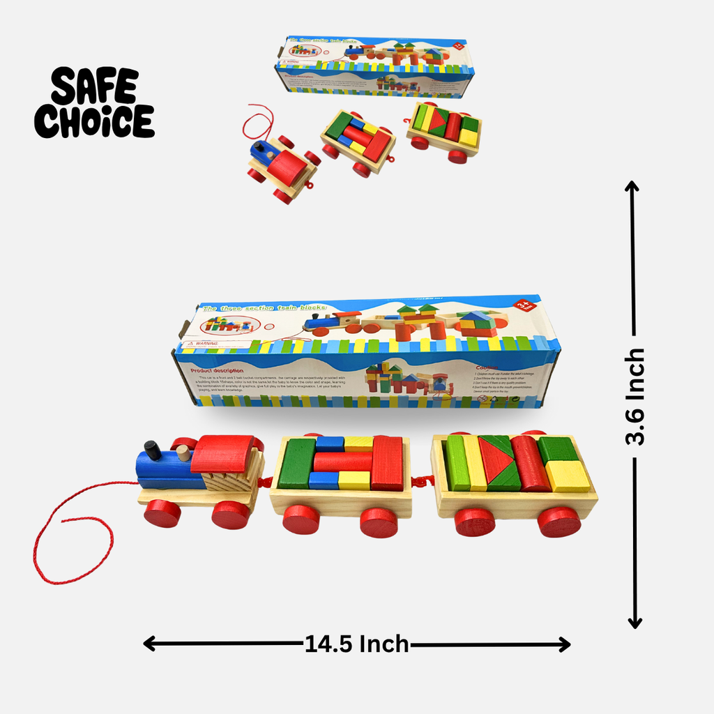Shape Toys With Rails Wooden Stacking Train Toy Geometric Shape Sorter & Fine Motor Skill Bu ...