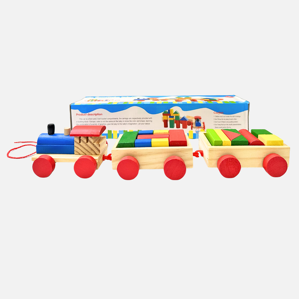 Shape Toys With Rails Wooden Stacking Train Toy Geometric Shape Sorter & Fine Motor Skill Bu ...