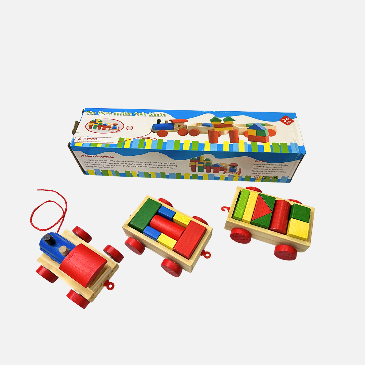 Wooden Stacking Train Toy Geometric Shape Sorter & Fine Motor Skill Builder