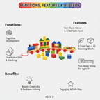 Wooden Stacking Train Toy Geometric Shape Sorter & Fine Motor Skill Builder