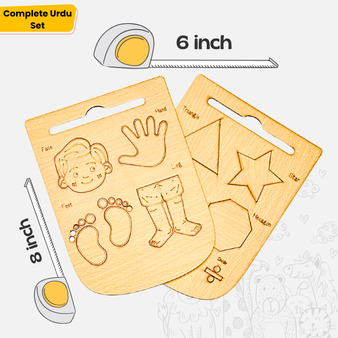 2 Tracing Boards (Parts of body & Math Shapes) Large Size