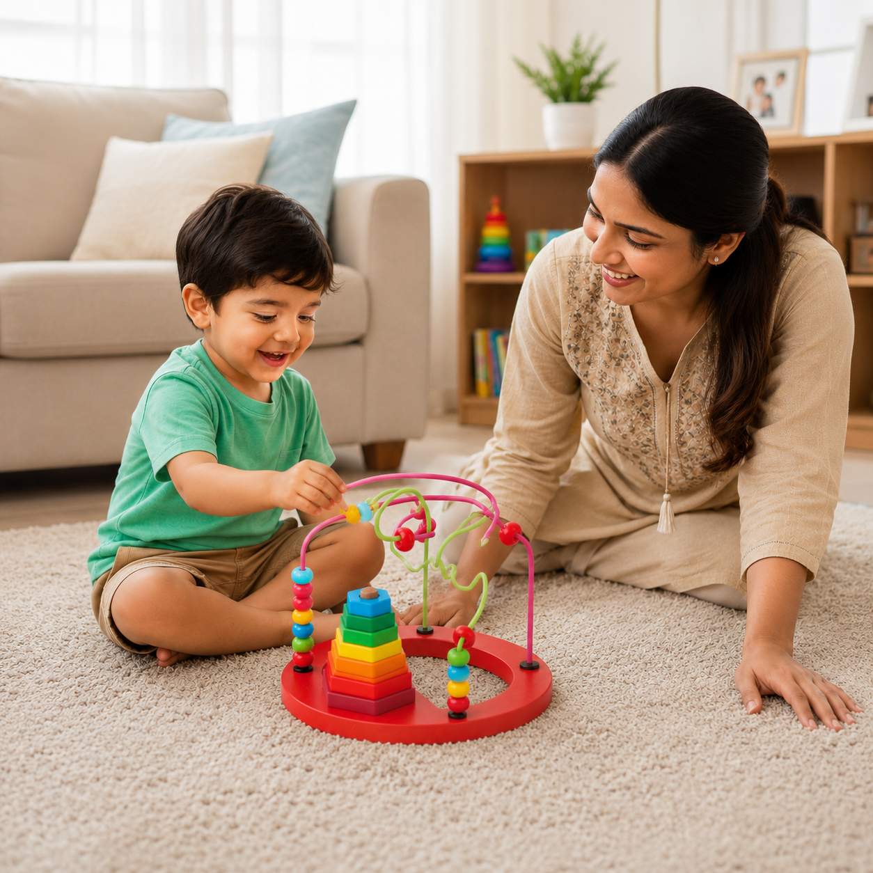 Beads Around the Tower Montessori Bead Maze Toy for Kids Motor Skills Development Toy