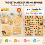 Colorful Acrylic Boards (Pack of 5) + Enhanced Design 6IN1 WOODEN LEARNING BOX