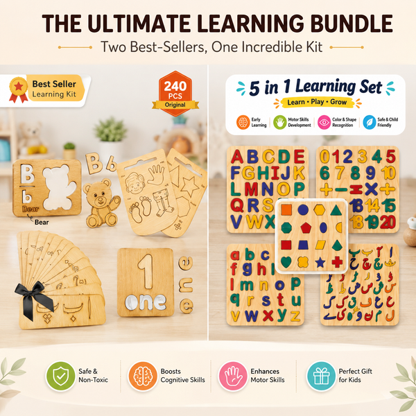 Colorful Acrylic Boards (Pack of 5) + Enhanced Design 6IN1 WOODEN LEARNING BOX