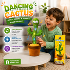 Dancing Cactus Talking Singing Toy for Kids Interactive Musical Cactus Plush Toy with Lights