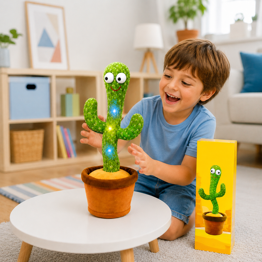 Dancing Cactus Talking Singing Toy for Kids Interactive Musical Cactus Plush Toy with Lights