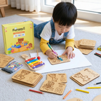 Colorful Acrylic Boards (Pack of 5) + Enhanced Design 6IN1 WOODEN LEARNING BOX