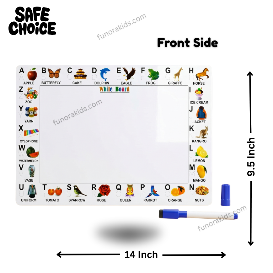 2-in-1 Educational Double-Sided Reusable Drawing Whiteboard with Marker (Large Size)