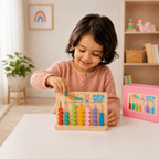 Wooden 7 Color Counting Board Stacking Toy Early Math Learning (Pink)