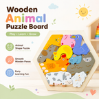 Wooden Animal Puzzle Board for Kids Montessori Educational Shape Sorting Toy