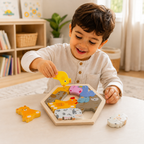 Wooden Animal Puzzle Board for Kids Montessori Educational Shape Sorting Toy