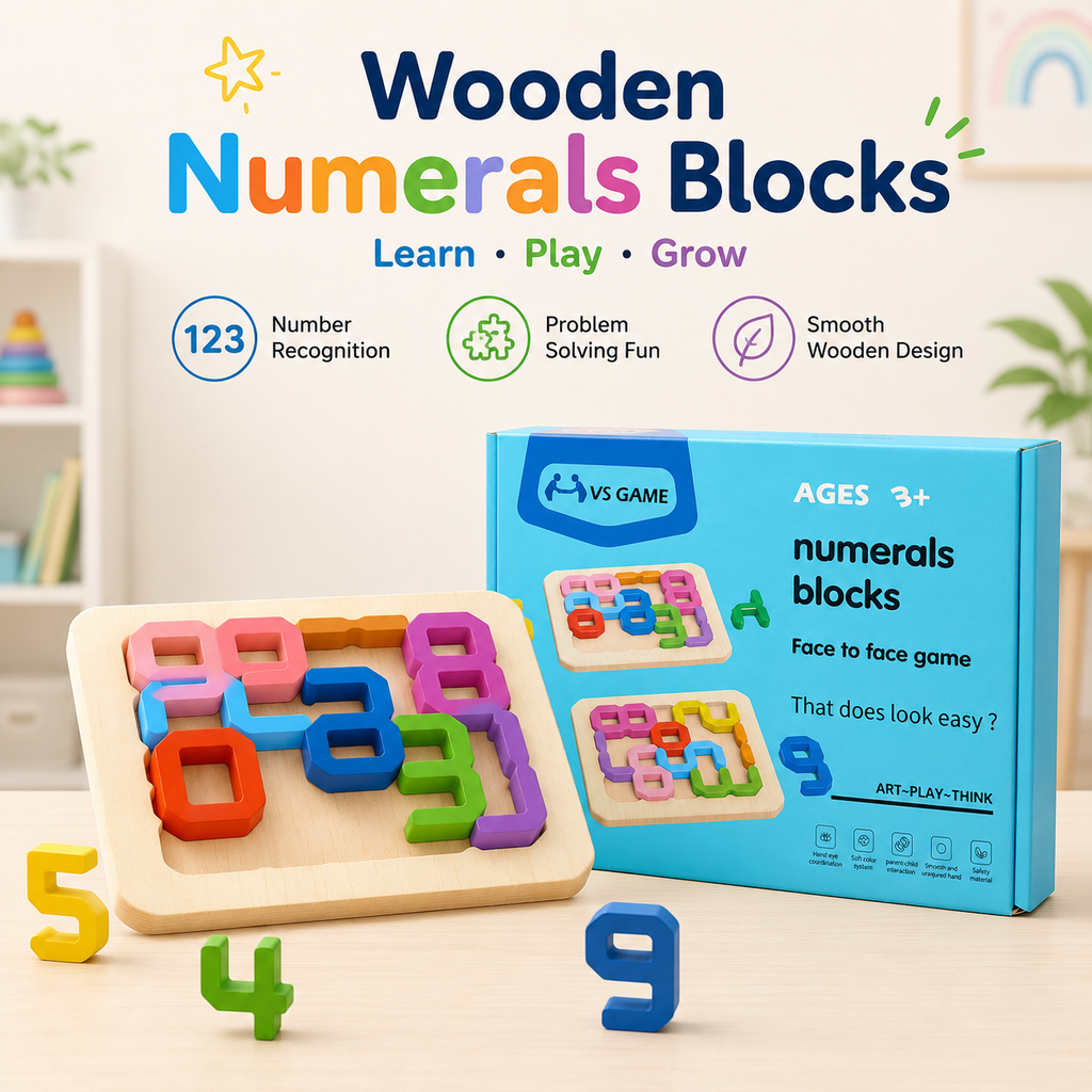 Wooden Number Puzzle Blocks for Kids Early Numeracy & Problem Solving Game for Toddlers