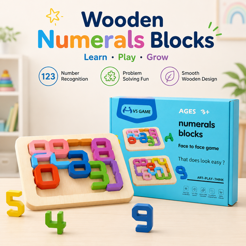 Wooden Number Puzzle Blocks for Kids Early Numeracy & Problem Solving Game for Toddlers